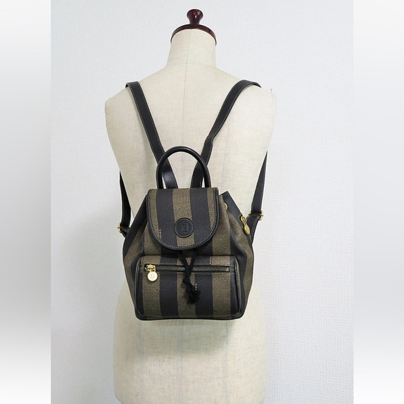 Fendi Black and Brown Striped Backpack main image 11